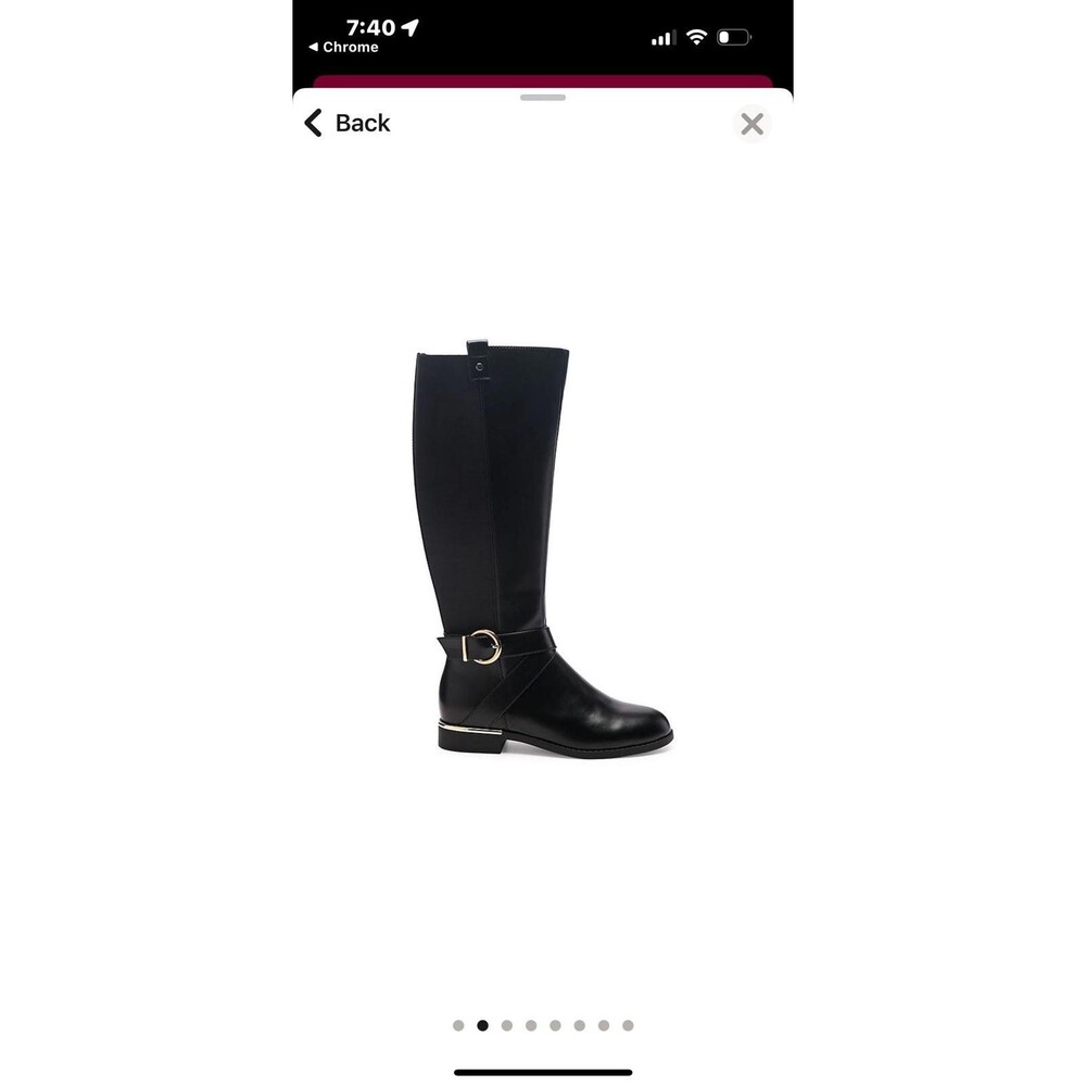 Black Knee-High Buckle Riding Boots